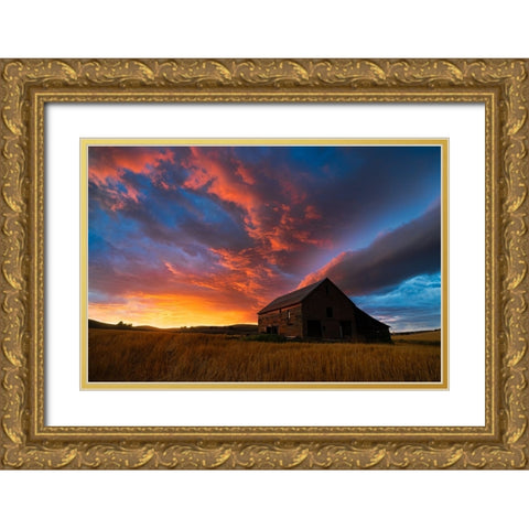 Witness Of Sunset Gold Ornate Wood Framed Art Print with Double Matting by Fan, John