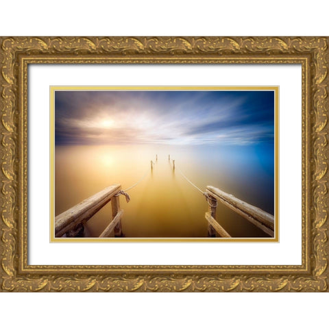 La Escalera Gold Ornate Wood Framed Art Print with Double Matting by Antonio Trivino, Jose