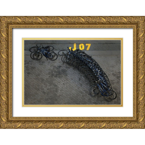 Bicycle Row Gold Ornate Wood Framed Art Print with Double Matting by Hawerkamp, Hans-Wolfgang