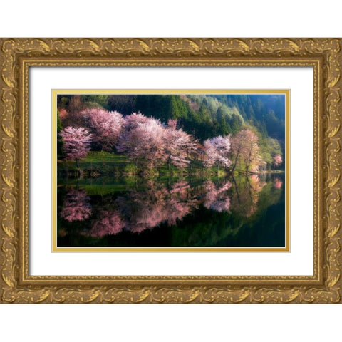Another World Gold Ornate Wood Framed Art Print with Double Matting by Mitamura, Takeshi