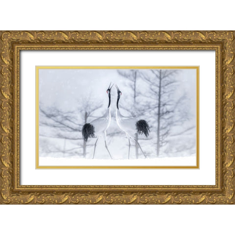 In Love Gold Ornate Wood Framed Art Print with Double Matting by Deng, Larry