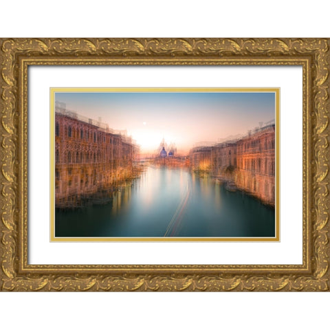 Venezia (AuAdandfrac14;AeM) Gold Ornate Wood Framed Art Print with Double Matting by Deng, Larry