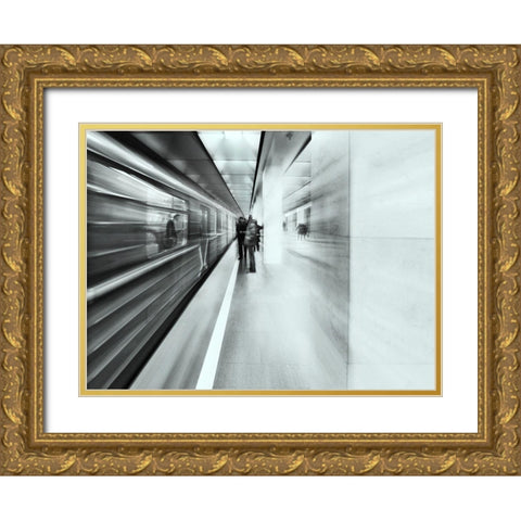 Moscow Metro - Sketch Gold Ornate Wood Framed Art Print with Double Matting by Makunin, Maxim