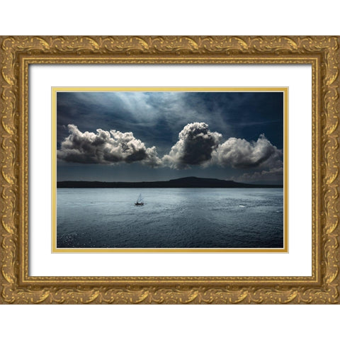 Sailing On The Blue Ocean Gold Ornate Wood Framed Art Print with Double Matting by Gunawan, Rudi