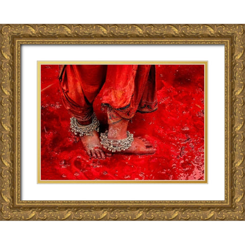Festive Feet Gold Ornate Wood Framed Art Print with Double Matting by Oberai, Jassi