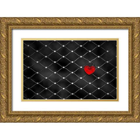 Love Lock Gold Ornate Wood Framed Art Print with Double Matting by Khan, Raju