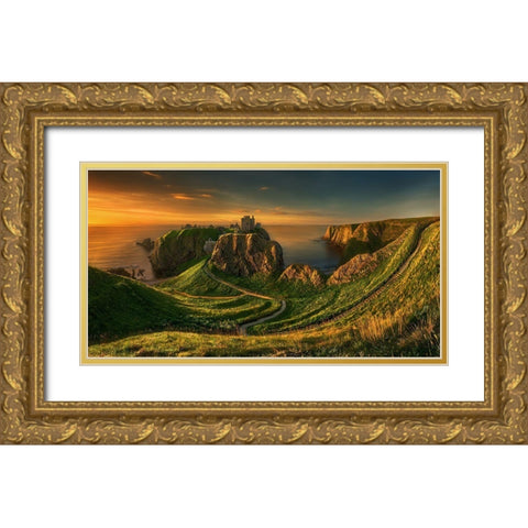 Dunnottar... Gold Ornate Wood Framed Art Print with Double Matting by Browko, Krzysztof