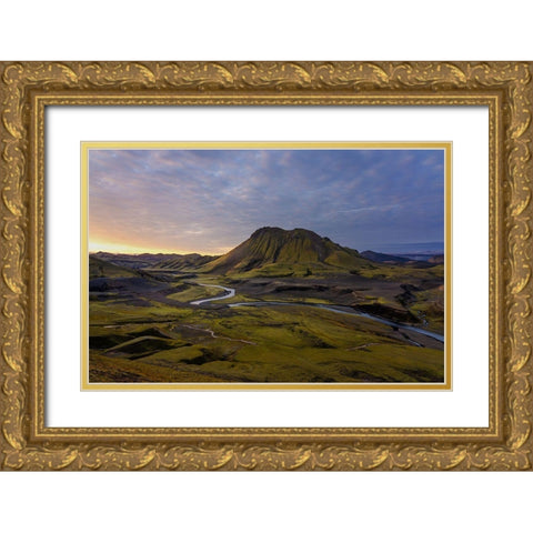 Iceland Highlands Gold Ornate Wood Framed Art Print with Double Matting by Olsson, Ronny