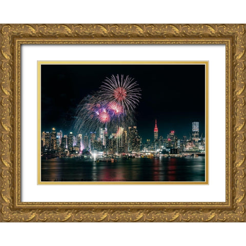 The City That Never Sleeps Gold Ornate Wood Framed Art Print with Double Matting by Dai, Wei