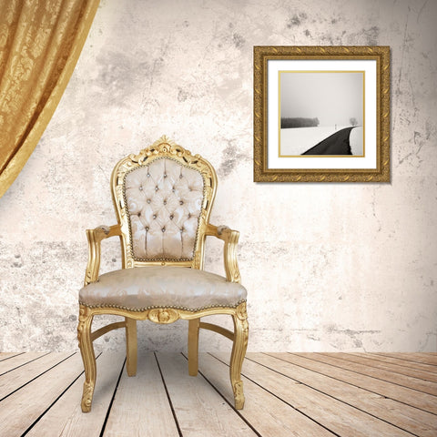 Curve In Snow Gold Ornate Wood Framed Art Print with Double Matting by Weisbek, Lena