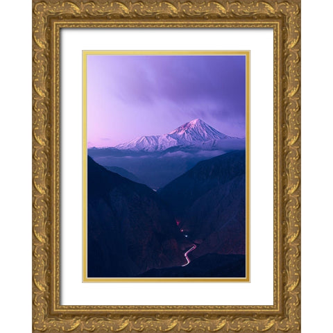 Leading To Mount Damavand Ce Gold Ornate Wood Framed Art Print with Double Matting by Behzad, Majid