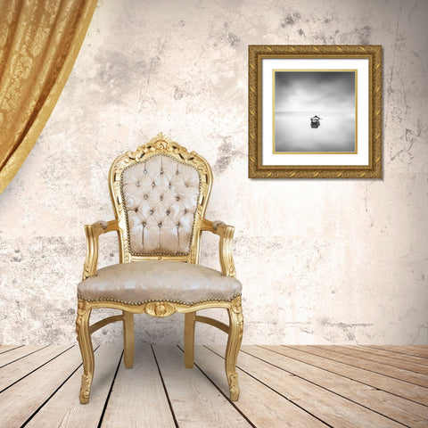 Lonely Boat Gold Ornate Wood Framed Art Print with Double Matting by Digalakis, George