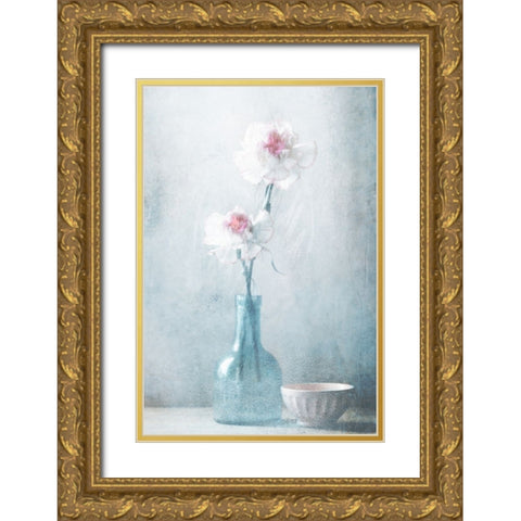 Friendship In Flowers Gold Ornate Wood Framed Art Print with Double Matting by Devos, Delphine