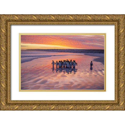 Morning Walk Gold Ornate Wood Framed Art Print with Double Matting by Chang, Cheng