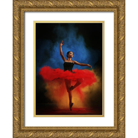 Color Dance Gold Ornate Wood Framed Art Print with Double Matting by Kisworo, Sebastian
