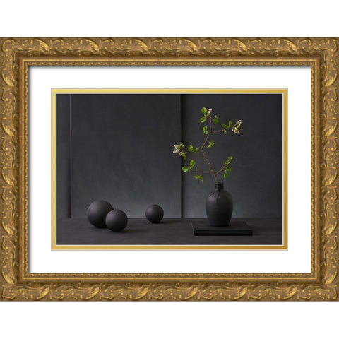 Prunus Domestica Gold Ornate Wood Framed Art Print with Double Matting by Verot, Christophe
