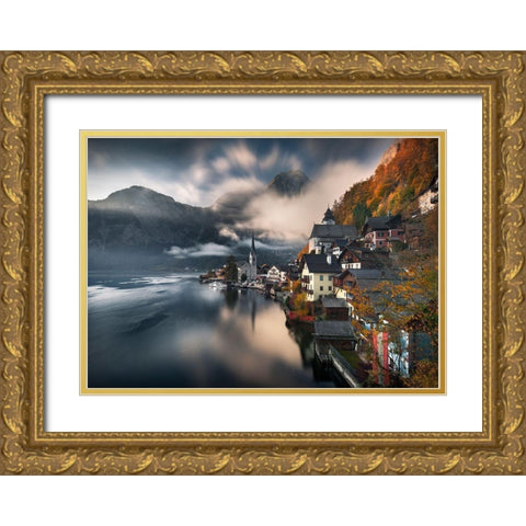 Hallstatt Gold Ornate Wood Framed Art Print with Double Matting by Nienartowicz, Karol