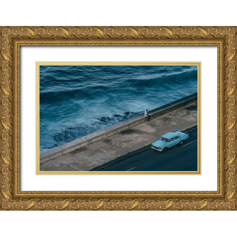 Malecon Beach Gold Ornate Wood Framed Art Print with Double Matting by Al-Nasser, Nasser