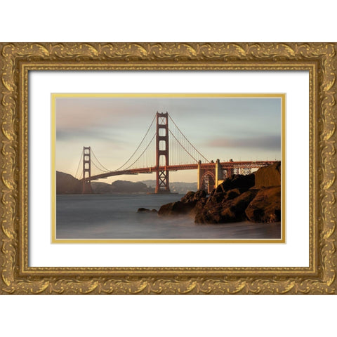 Golden Gate Bridge Gold Ornate Wood Framed Art Print with Double Matting by Langager, Ron
