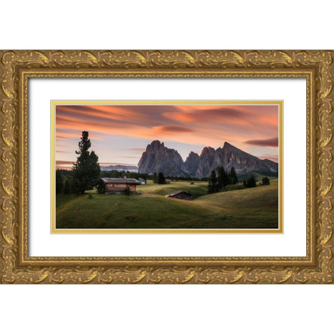 Summer Morning Gold Ornate Wood Framed Art Print with Double Matting by Krivec, Ales