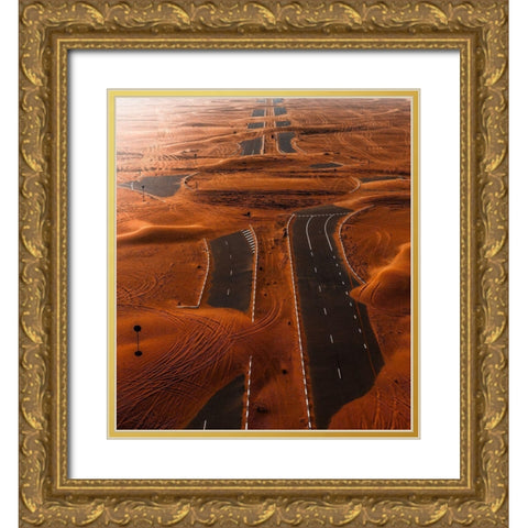 Dubai Desert Gold Ornate Wood Framed Art Print with Double Matting by Chiriaco, Carmine