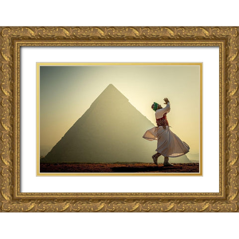 The Prayer Of Light Gold Ornate Wood Framed Art Print with Double Matting by Khataw, Ali