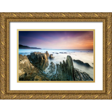 Sunset Gold Ornate Wood Framed Art Print with Double Matting by Atzori, Daniele