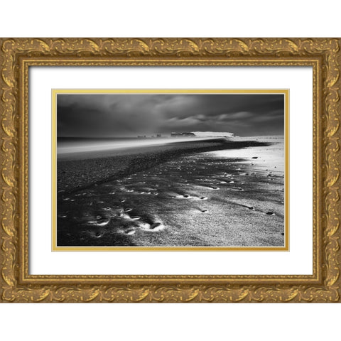 Wintry Reynisfjara Gold Ornate Wood Framed Art Print with Double Matting by Ruoppolo, Luigi