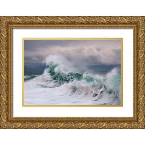 Wave Gold Ornate Wood Framed Art Print with Double Matting by Bolla, Paolo