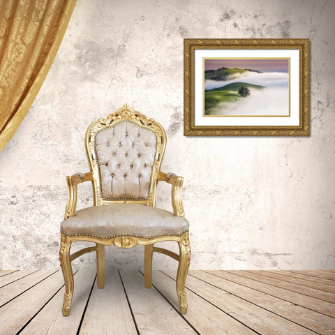 Green Hills Gold Ornate Wood Framed Art Print with Double Matting by Jochen, Burger