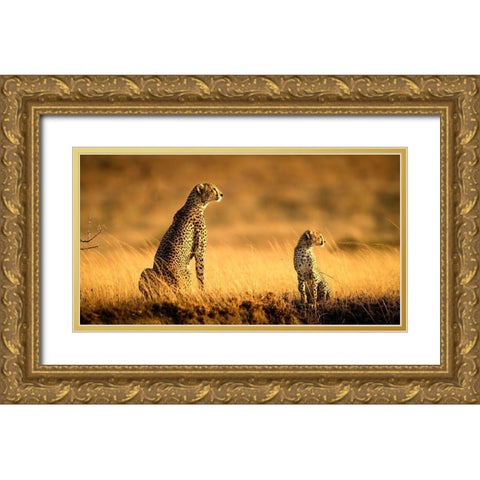 Mum And Son Gold Ornate Wood Framed Art Print with Double Matting by Tsui, Hung