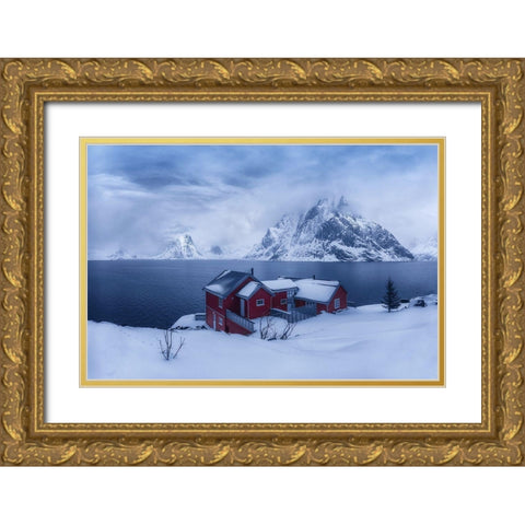 Winter Fairyland Gold Ornate Wood Framed Art Print with Double Matting by Xu, Mei