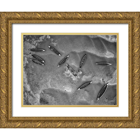 Boats And Life Gold Ornate Wood Framed Art Print with Double Matting by Khan Ronnie, Azim