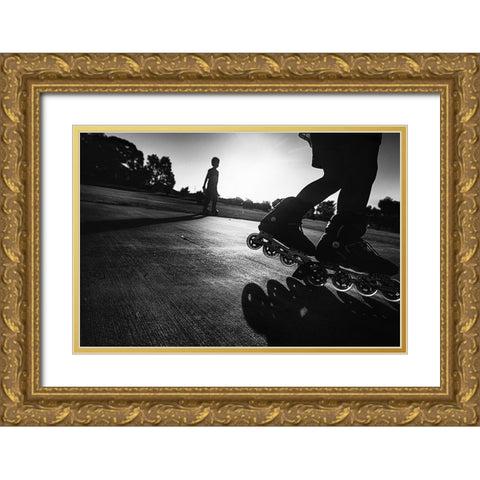 Wheels Up Gold Ornate Wood Framed Art Print with Double Matting by Zhang, Despird