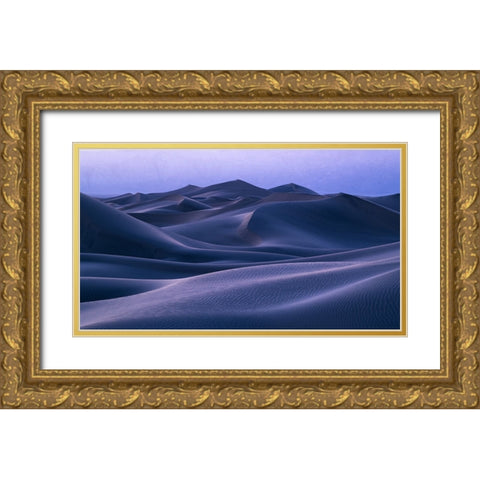 Nightfall Blues Gold Ornate Wood Framed Art Print with Double Matting by Macua, Gerald