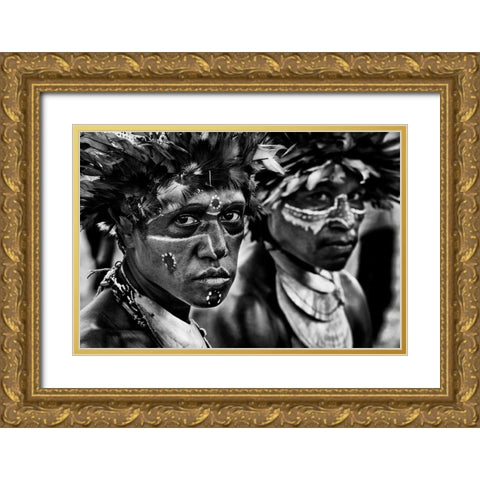 Sing Sing Festival - Mt. Hagen - Papua New Guinea Gold Ornate Wood Framed Art Print with Double Matting by Inazio Kuesta, Joxe