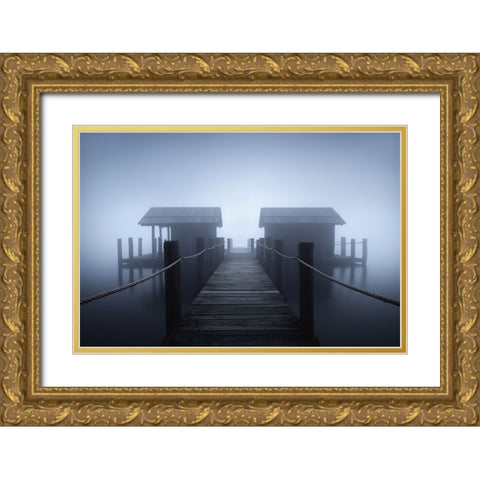 Alone In The Fog Gold Ornate Wood Framed Art Print with Double Matting by Zappia, Andrea
