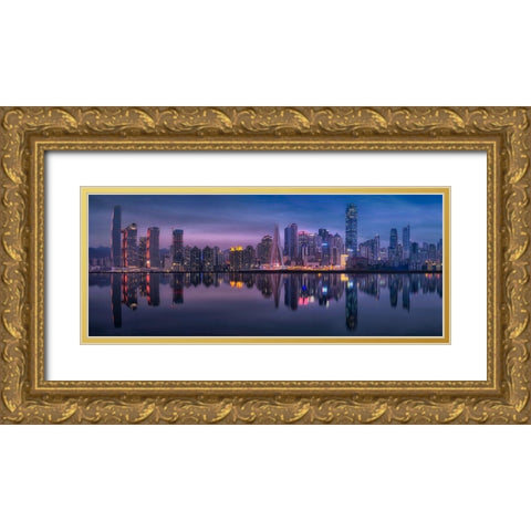 Chongqing Reflection Gold Ornate Wood Framed Art Print with Double Matting by Xu, Mei