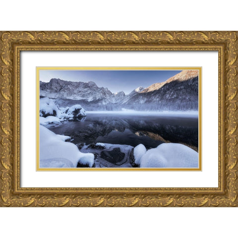 Winter Morning Gold Ornate Wood Framed Art Print with Double Matting by Krivec, Ales