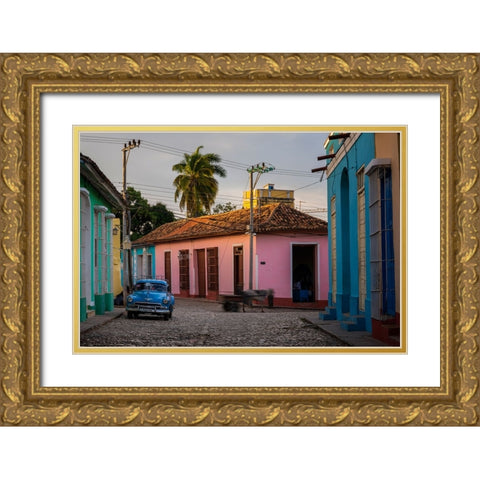 Colourful Trinidad - Cuba Gold Ornate Wood Framed Art Print with Double Matting by Deakin, John