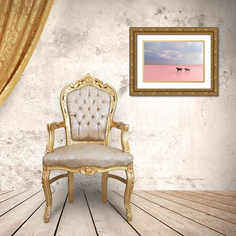 Pink Salt Lake Gold Ornate Wood Framed Art Print with Double Matting by Uzumcu, Suleyman
