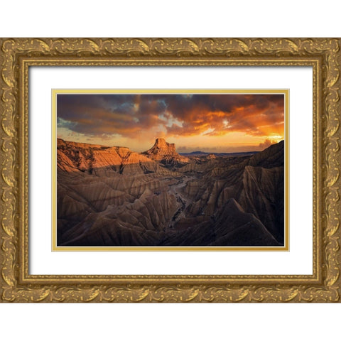 Badlands-Bardenas Reales Gold Ornate Wood Framed Art Print with Double Matting by Martin Castan, David