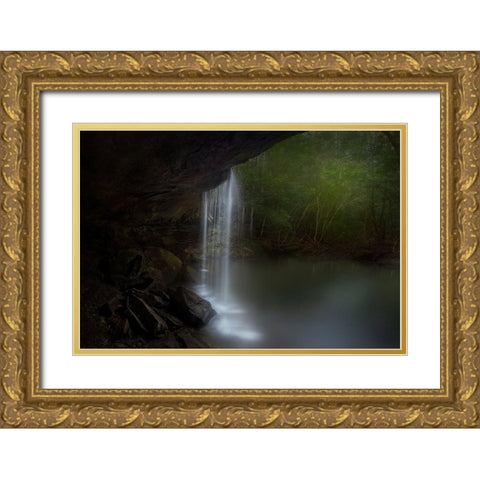 Hidden Waterfalls Gold Ornate Wood Framed Art Print with Double Matting by Zhang, Yan