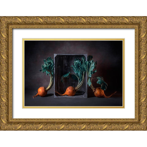 Three Beets Gold Ornate Wood Framed Art Print with Double Matting by Jacobs, Lydia