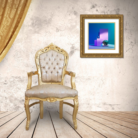 Aqua Gold Ornate Wood Framed Art Print with Double Matting by Yunta, Isma