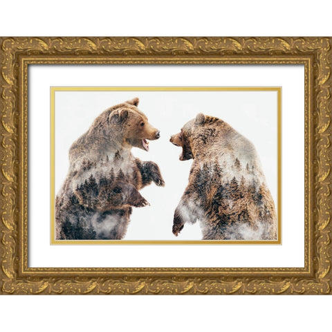 Wild Conflicts Gold Ornate Wood Framed Art Print with Double Matting by Beata, Angyalosi