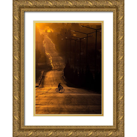 On The Way To Work Gold Ornate Wood Framed Art Print with Double Matting by Bagci, Emir