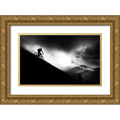 Sunrise Ride Gold Ornate Wood Framed Art Print with Double Matting by Bertoncelj, Sandi