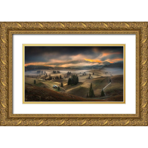 Untitled Gold Ornate Wood Framed Art Print with Double Matting by Rojek, Tomasz