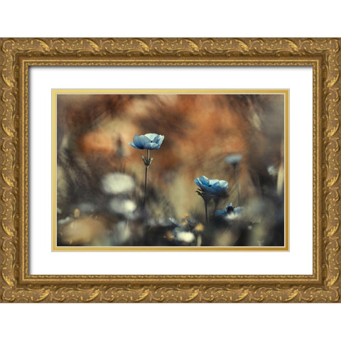 Let Flowers Rule The World Gold Ornate Wood Framed Art Print with Double Matting by Bravin, Fabien